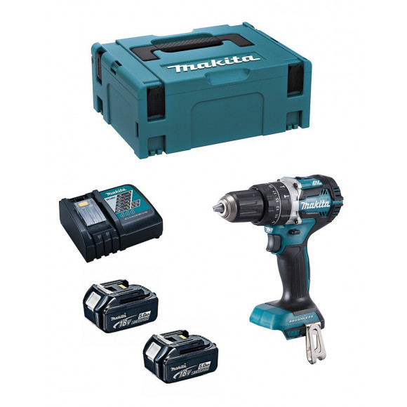 Perceuse À Percussion Makita Dhp484rtj (2 X 5,0 Ah Dc18rc Makpac 2)