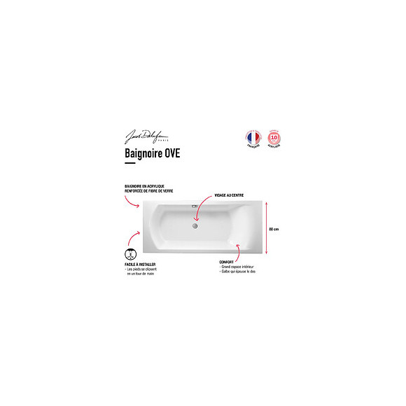 Baignoire Acrylique Ove Blanche, 170 X 70