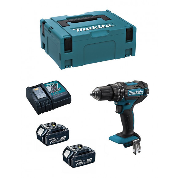 Perceuse À Percussion Makita Dhp482rtj (2 X 5,0 Ah Dc18rc Makpac 2)