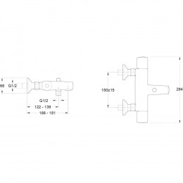 Mitigeur Thermostatique Bain Douche Mural Simone Chrome