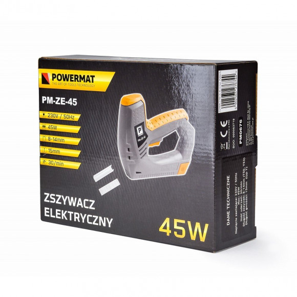 Power Tool - Agrafeuse Électrique - Alimentation 230v/50hz - Puissance 45w - Agrafes 8-14 Mm - Clous 15-16 Mm - Gris