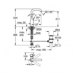 Mitigeur Monocommande Lavabo Essence Taille L, Chrome