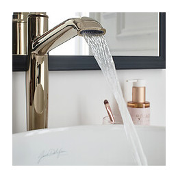 Mitigeur Lavabo - Modèle Haut - Avec Flexibles D Alimentation Cleo, Or Beige