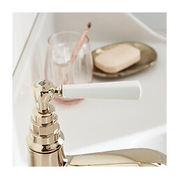 Mitigeur Lavabo - Modèle Haut - Avec Flexibles D Alimentation Cleo, Or Beige