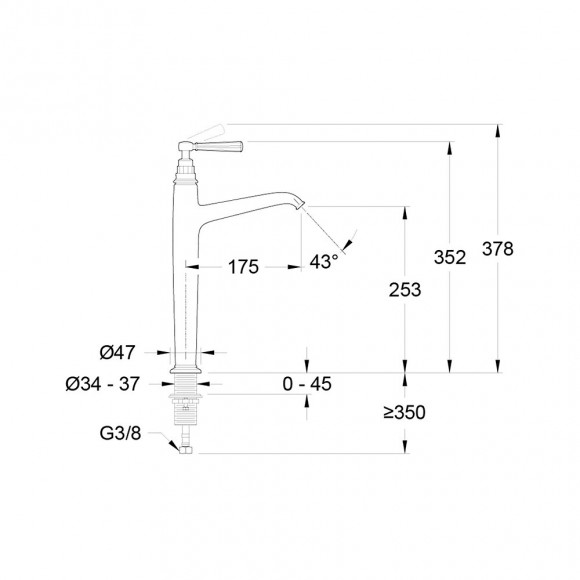 Mitigeur Lavabo - Modèle Haut - Avec Flexibles D Alimentation Cleo, Chrome
