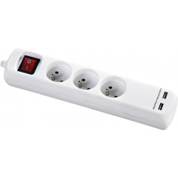 Bloc Multiprise Avec Interrupteur 3 Prises 2p+t Et 2 Prises Usb 5v Dc - Cordon H05vv-f 3g1mm² - 1,4m