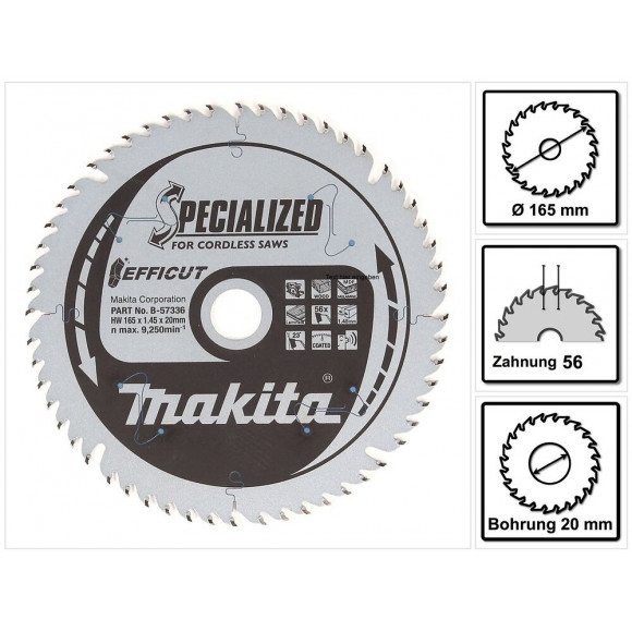 Lame De Scie Makita B-57336 Specialized Efficut Ø 165mm
