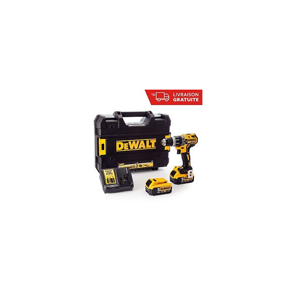 Taladro Percutor Compacto Sin Escobillas 18v Con 2 Baterías 5,0ah Dewalt
