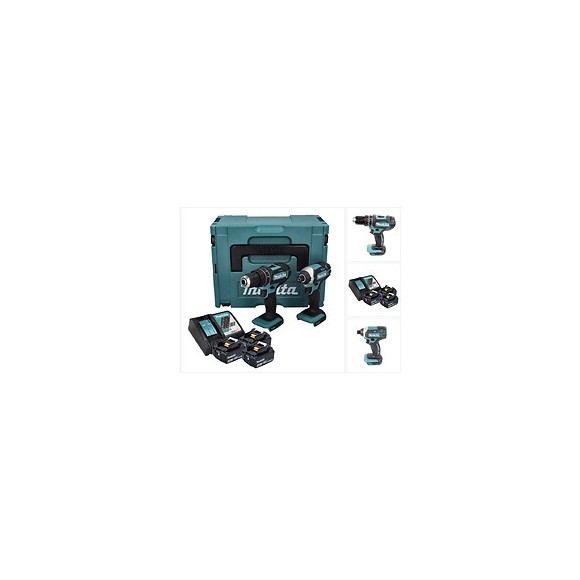 Makita Dlx 2131 Jx1 Kit Combo Sans Fil 18 V:  1x Dhp 482, 62 Nm + 1x Dtd 152, 165 Nm + 3x Batteries 3,0 Ah + Chargeur + Coffret