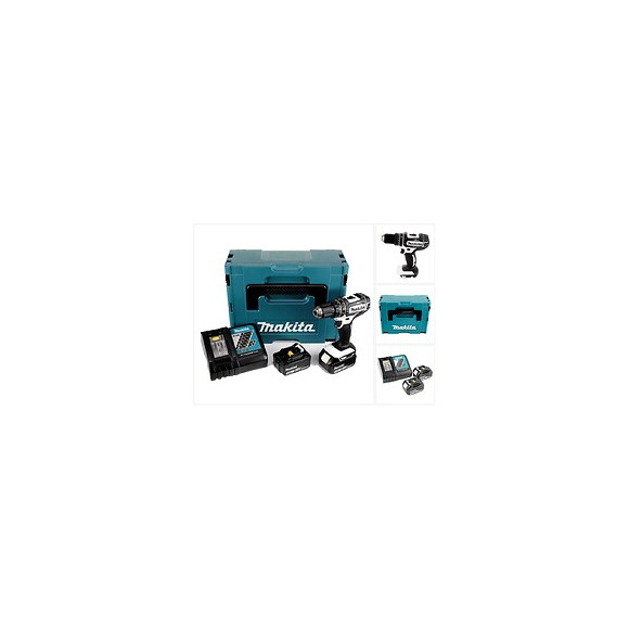 Makita Dhp 482 Rfwj Perceuse Visseuse À Percussion Sans Fil 18v 62nm + 2x Batteries 3,0ah + Chargeur + Coffret Makpac