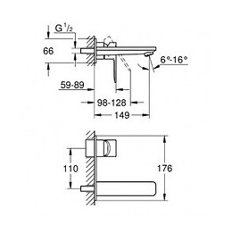 Façade Lineare Mitigeur Monocommande 2 Trous Lavabo Taille M, Chrome