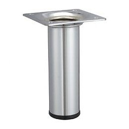 Pied De Meuble Cylindrique Fixe Acier Chromé Gris, 10 Cm