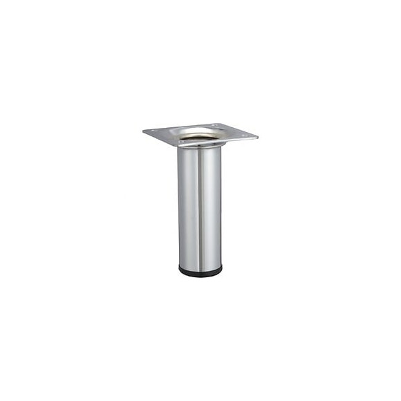 Pied De Meuble Cylindrique Fixe Acier Chromé Gris, 10 Cm