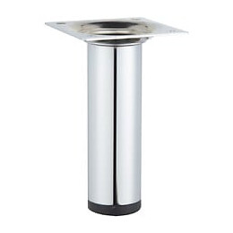 Pied De Meuble Cylindrique Fixe Acier Chromé Gris, 10 Cm
