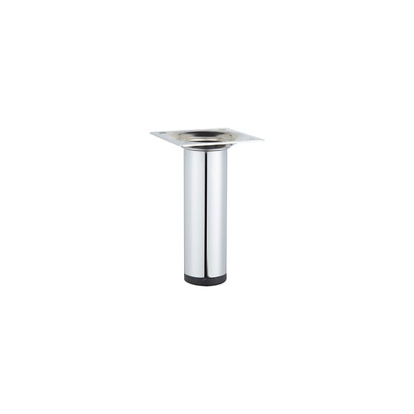 Pied De Meuble Cylindrique Fixe Acier Chromé Gris, 10 Cm