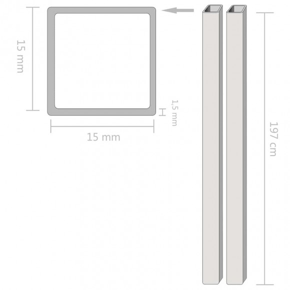 Tube Carré Acier Inoxydable 2 Pcs V2a 2 M 15x15x1,5 Mm - Quincaillerie/consommables De Construction/consommables De Maçonneri