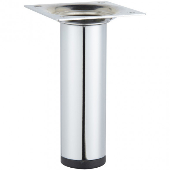 Pied De Meuble Cylindrique Fixe Acier Chromé Gris, 10 Cm