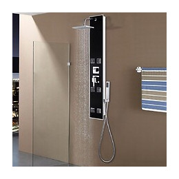 Panneau De Douche Verre 18 X 42,1 X 120 Cm Noir - Pièces De Douches - Jets Pour Baignoires Et Douches -
