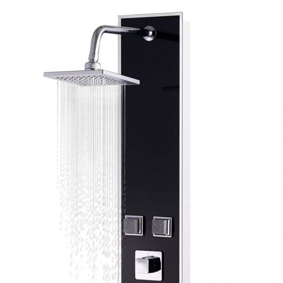Panneau De Douche Verre 18 X 42,1 X 120 Cm Noir - Pièces De Douches - Jets Pour Baignoires Et Douches -