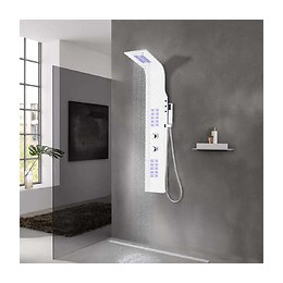 Panneau De Douche Aluminium 20 X 44 X 130 Cm Blanc - Pièces De Douches - Jets Pour Baignoires Et Douches -