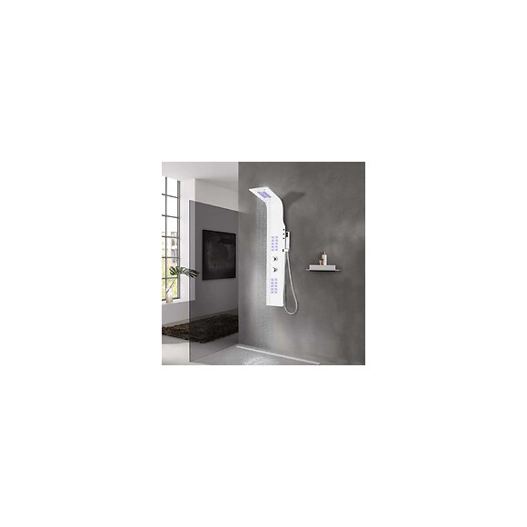 Panneau De Douche Aluminium 20 X 44 X 130 Cm Blanc - Pièces De Douches - Jets Pour Baignoires Et Douches -
