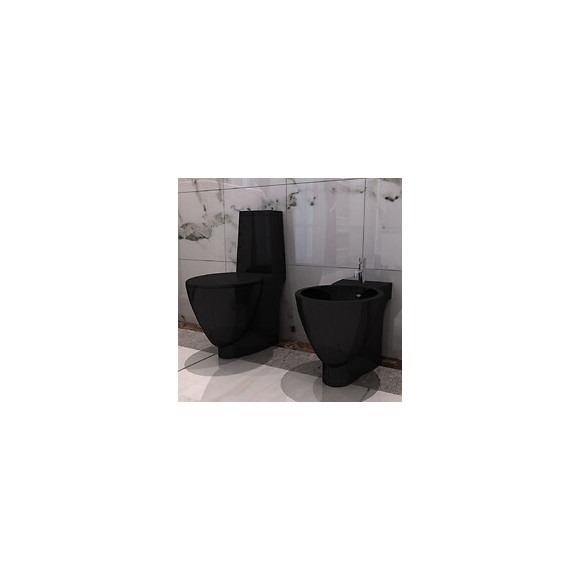 Set De Cuvette Et Bidet Céramique Noir - Noir