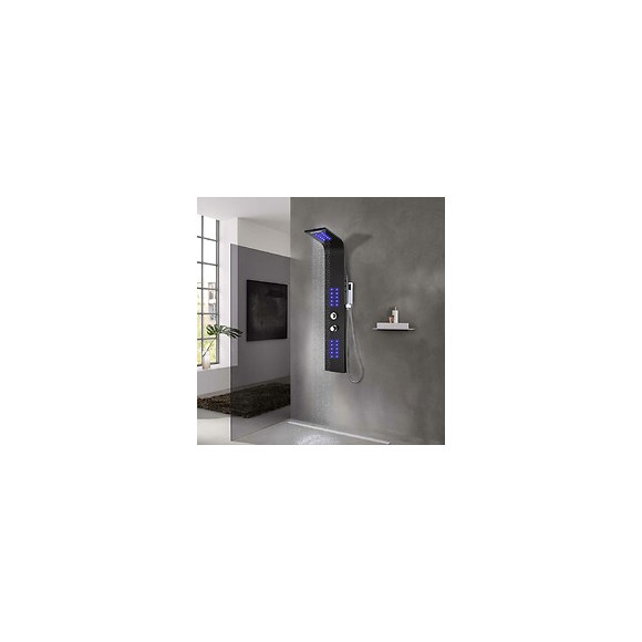 Panneau De Douche Aluminium 20 X 44 X 130 Cm Noir - Pièces De Douches - Jets Pour Baignoires Et Douches -