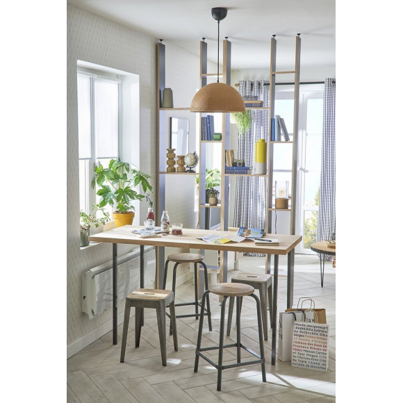 Pied De Table Carré Fixe Acier Époxy Noir, 80 Cm