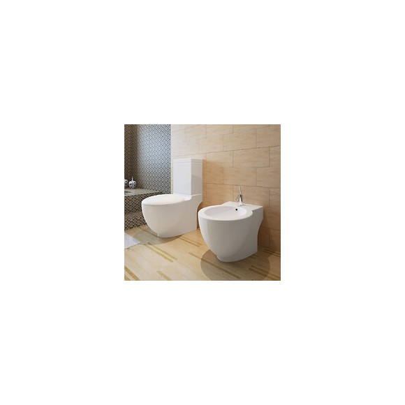 Ensemble De Cuvette Et Bidet En Céramique Blanc - Blanc