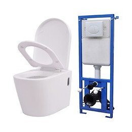 Toilette Murale Avec Réservoir Caché Céramique Blanc - Blanc