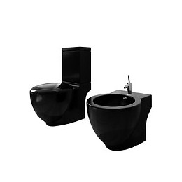 Ensemble De Cuvette Et Bidet En Céramique Noir - Noir