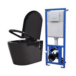 Toilette Suspendue Au Mur Avec Réservoir Caché Céramique Noir - 274670 - Noir