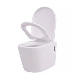 Toilette Murale Céramique Blanc - Blanc