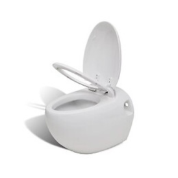 Toilette Murale Avec Réservoir Caché Design D'œuf Blanc - Blanc