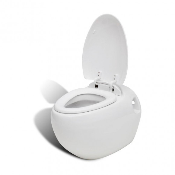 Toilette Murale Avec Réservoir Caché Design D'œuf Blanc - Blanc