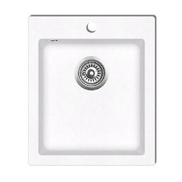 Évier De Cuisine Encastrable À 1 Bac En Granite Blanc Crème - Crème