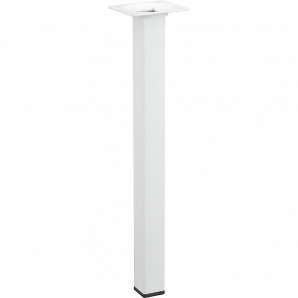 Pied De Table Basse Carré Fixe Acier Époxy Blanc, 30 Cm