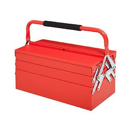 Boite À Outils Métallique - Coffret À Outils - Caisse À Outils 3 Niveaux 5 Plateaux Rétractables - Tôle Acier Rouge