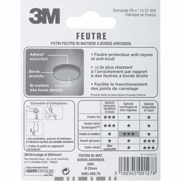 Lot De 8 Patins En Feutre 3m