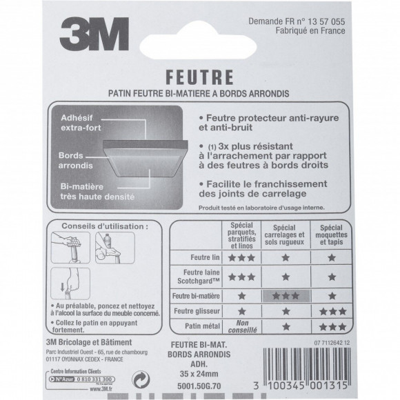 Lot De 8 Patins En Feutre 3m