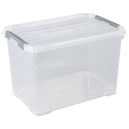 Allibert Boite De Rangement Handy Plus - Clips Gris - Couvercle Transparent - 65 L