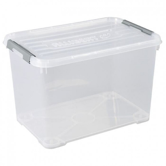 Allibert Boite De Rangement Handy Plus - Clips Gris - Couvercle Transparent - 65 L
