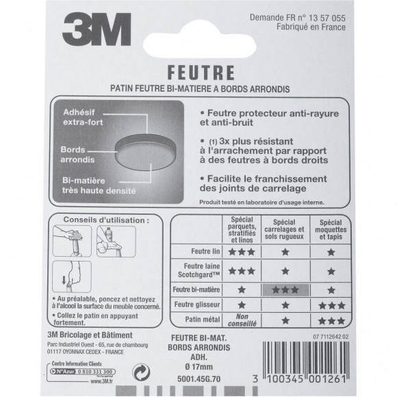 Lot De 16 Patins En Feutre 3m