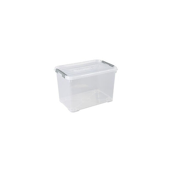 Allibert Boite De Rangement Handy Plus - Clips Gris - Couvercle Transparent - 65 L