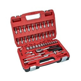 Dtools - Jeu De Clés À Douille - 46 Pièces - Dimensions De Fixation 1/4 Pouce - Mallette De Transport - Rouge