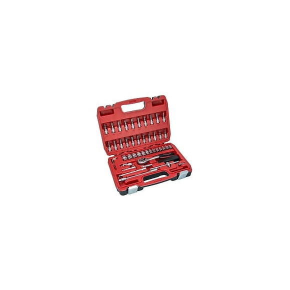 Dtools - Jeu De Clés À Douille - 46 Pièces - Dimensions De Fixation 1/4 Pouce - Mallette De Transport - Rouge