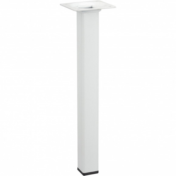 Pied Table Basse Carré Hettich Fixe Acier Époxy Blanc