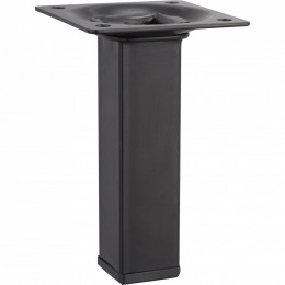 Pied De Meuble Carré Fixe Acier Époxy Noir, 10 Cm