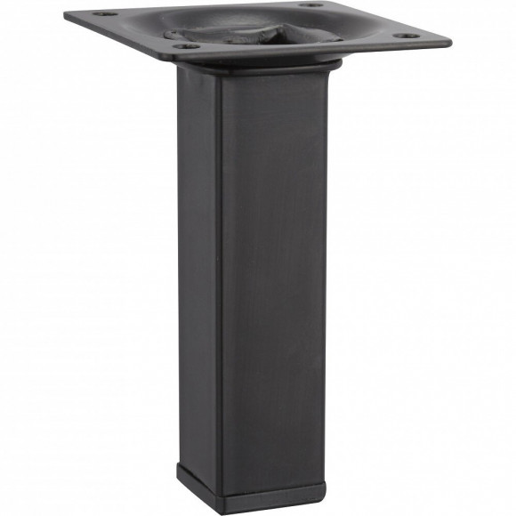 Pied De Meuble Carré Fixe Acier Époxy Noir, 10 Cm