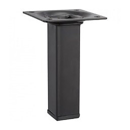 Pied De Meuble Carré Fixe Acier Époxy Noir, 10 Cm